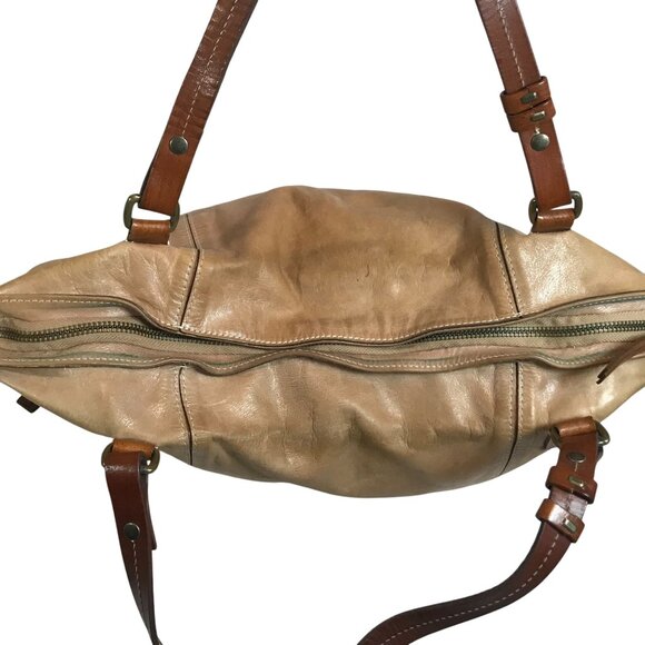 Cavalcanti Tan Leather Handmade Italian Shoulder Bag Interior Compartments 14X14 - Picture 4 of 16